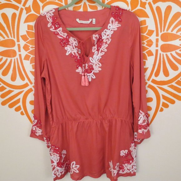 Soft Surroundings Tops - NWOT Soft Surroundings Coral Embroidered Blouse M